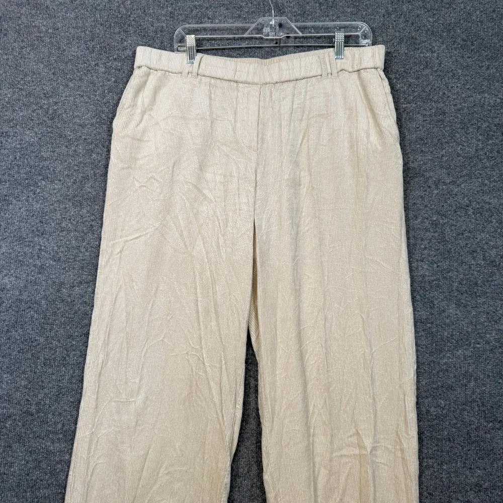 J Jill Pants Womens Large Beige Corduroy Wide Leg Crop Stretch Waist Lagenlook‎
